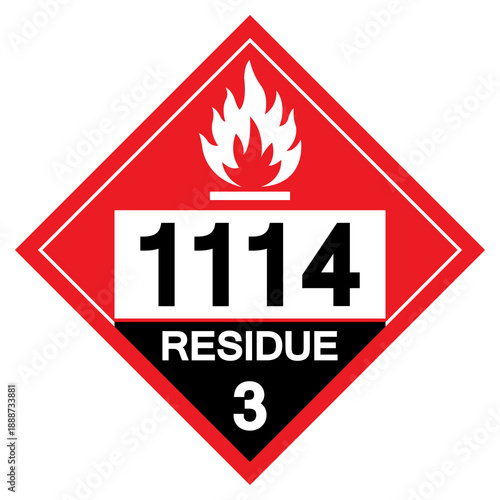 UN1114 Benzene Residue Class 3 Symbol Sign, Vector Illustration, Isolate On White Background, Label.EPS10