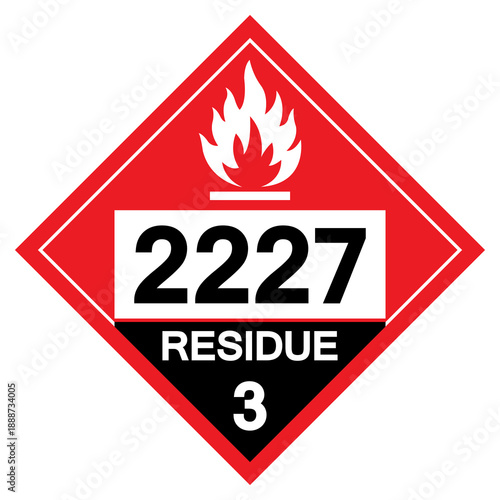 UN2227 Flammable Liquid Residue Class 3 Symbol Sign, Vector Illustration, Isolate On White Background, Label.EPS10
