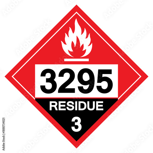 UN3295 Hydrocarbons Liquid Residue Class 3 Symbol Sign, Vector Illustration, Isolate On White Background, Label.EPS10