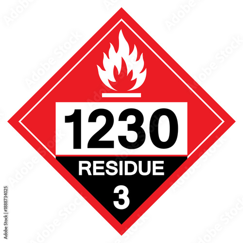 UN1230 Methanol Residue Class 3 Symbol Sign, Vector Illustration, Isolate On White Background, Label.EPS10