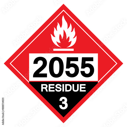 Styrene monomer UN2055 Residue Class 3 Symbol Sign, Vector Illustration, Isolate On White Background, Label .EPS10