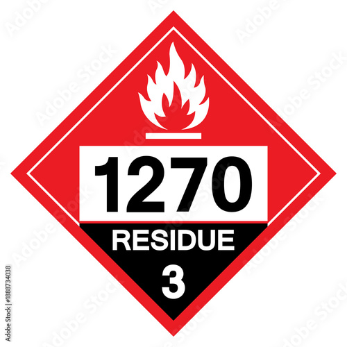 UN1270 Flammable Liquid Residue Class 3 Symbol Sign, Vector Illustration, Isolate On White Background, Label .EPS10