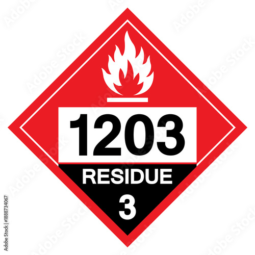 Gasoline UN1203 Residue Class 3 Symbol Sign, Vector Illustration, Isolate On White Background, Label .EPS10