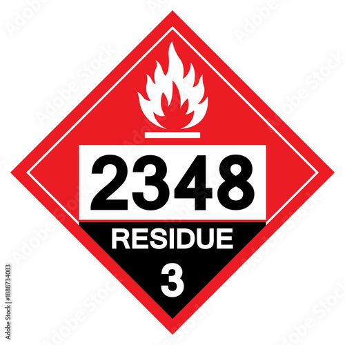 UN2348 Flammable Liquid Residue Class 3 Symbol Sign, Vector Illustration, Isolate On White Background, Label.EPS10