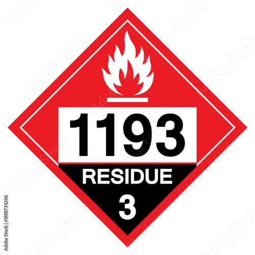 Ethyl Methyl Ketone UN1193 Residue Class 3 Symbol Sign, Vector Illustration, Isolate On White Background, Label .EPS10