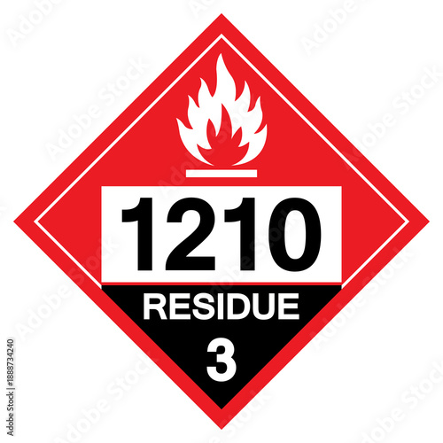Printing Ink UN1210  Residue Class 3 Symbol Sign, Vector Illustration, Isolate On White Background, Label .EPS10