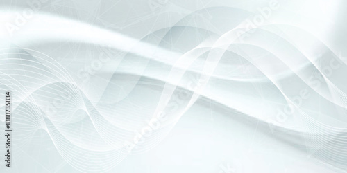 Abstract tech network connection dots. Digital technology and big data analysis background. White background with plexus lines. Geometric background