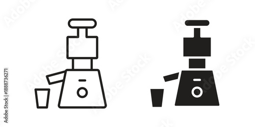 Cold pressed juicer icon vector logo design element. Vector emblem template.