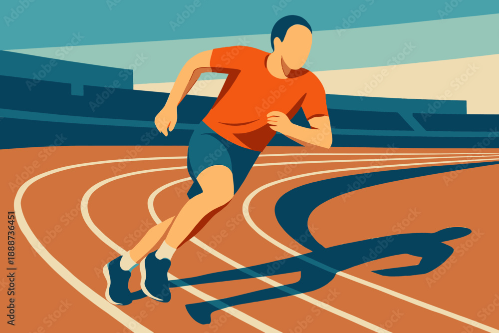 Obraz premium Athlete Sprinting on Track - A Study in Motion and Determination.