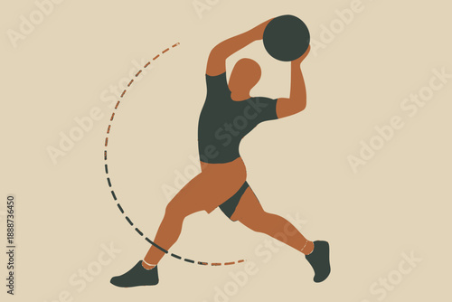 Athlete Throwing Medicine Ball with Force and Precision.