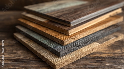 Stack of luxury vinyl plank sample showing wood grain, texture, and color variation for lvp flooring selection.