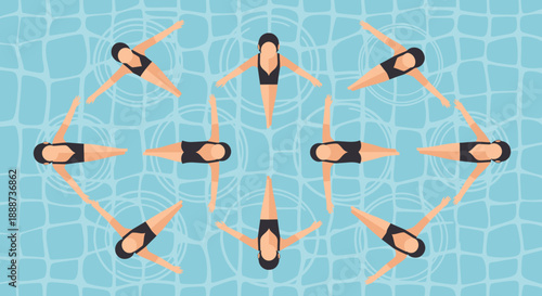 Synchronized Swimmers in Formation - A Display of Aquatic Artistry.