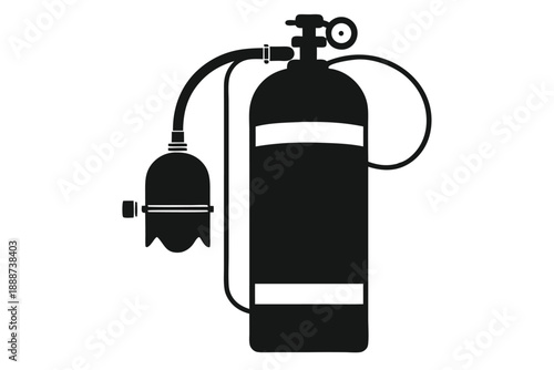 scuba tank line art silhouette vector illustration