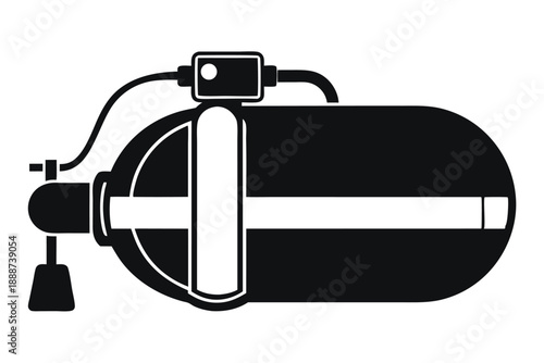 scuba tank line art silhouette vector illustration