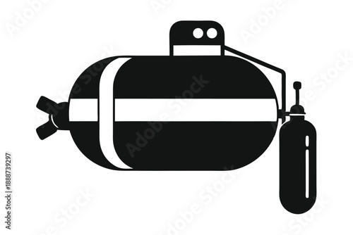 scuba tank line art silhouette vector illustration
