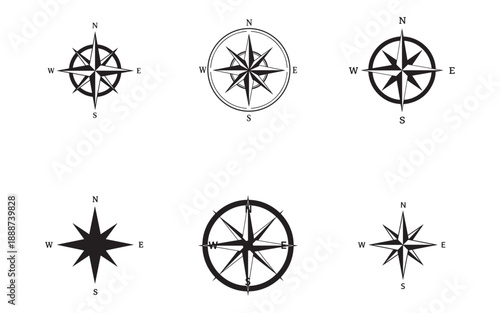 Collection of Compass Rose Designs for Navigation
