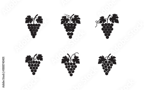 Collection of grape cluster silhouettes