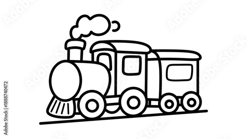 Steam locomotive train engine coloring book vector illustration