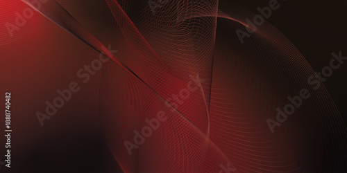 Abstract dark red background with flowing curved wave lines and fine mesh gradients, soft glow lighting, smooth motion blur, futuristic digital design, elegant minimal composition, high contrast shado