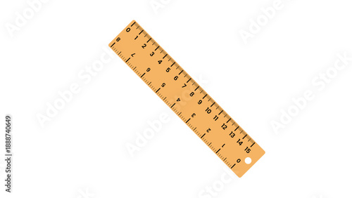 Wooden School Ruler Measurement Tool Isolated on White
