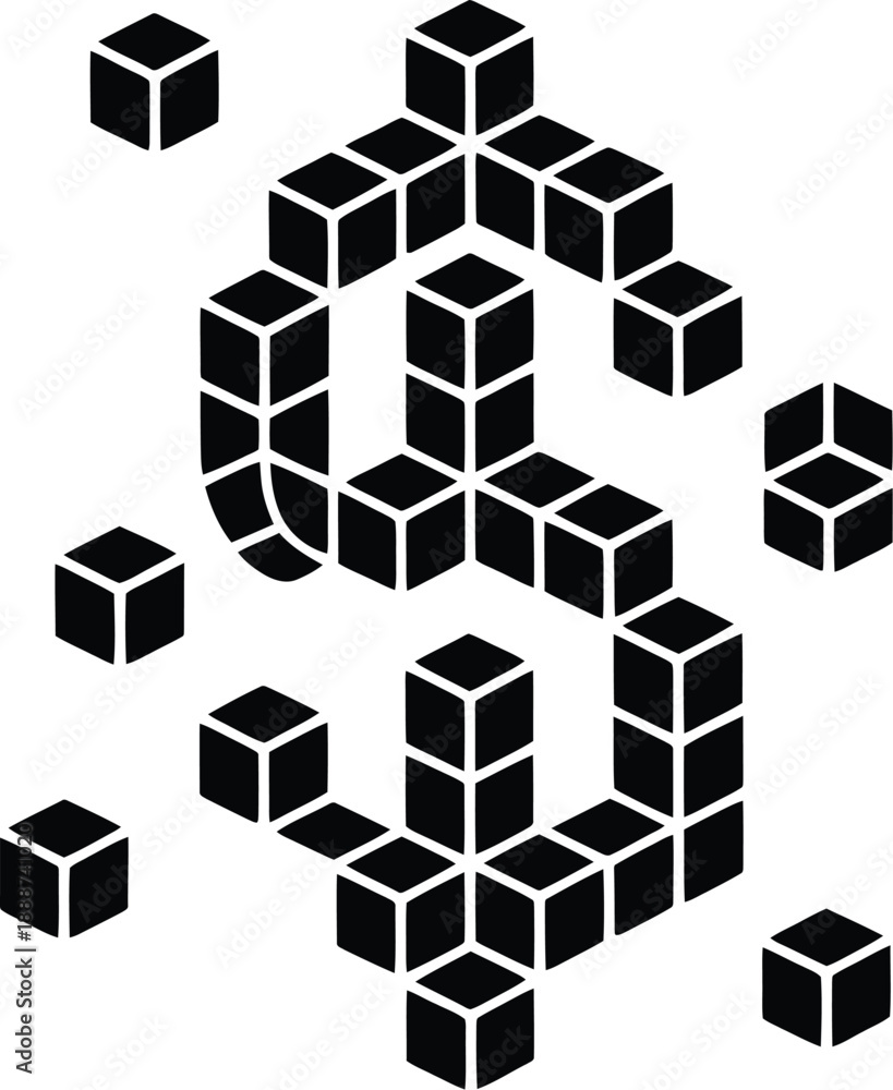 Fototapeta premium Abstract Cubes Puzzle Design with Transparent Background