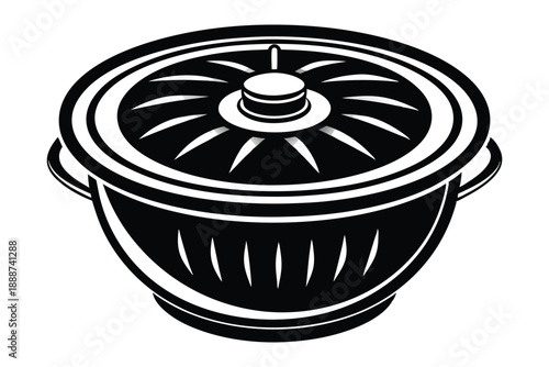 salad spinner line art silhouette vector illustration