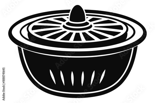 salad spinner line art silhouette vector illustration