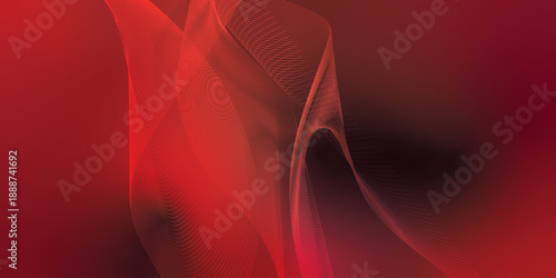 Abstract dark red background with flowing curved wave lines and fine mesh gradients, soft glow lighting, smooth motion blur, futuristic digital design, elegant minimal composition, high contrast shado
