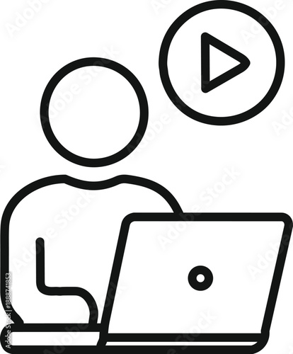 Online learning and video content on a laptop icon.