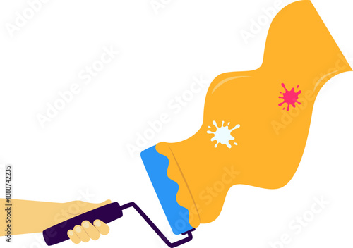 World art day illustration. Art and creativity stuff, paint, artist, brush, canvas, color palette for poster, flyer, card, web banner. Vector isolated.