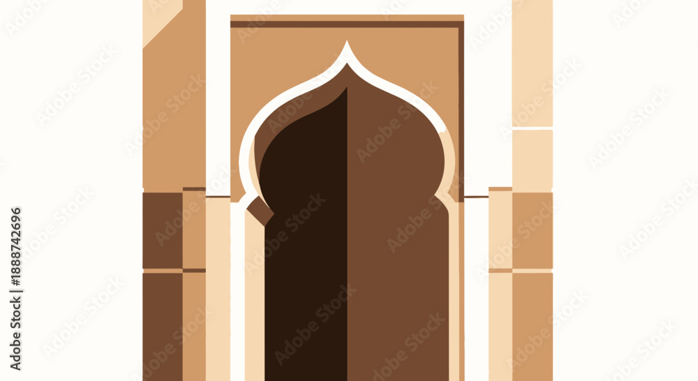Fototapeta premium An ornate arched doorway in a stone building, viewed from the front, with intricate design and shadow effects, Image_fx style