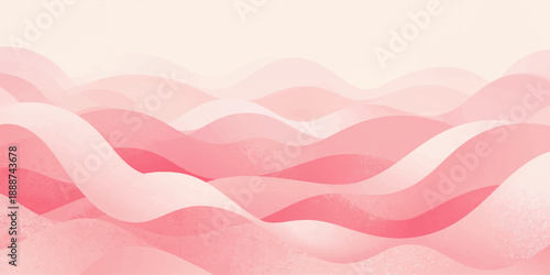 A vibrant pink abstract background featuring a flowing wave pattern with hearts and silk texture, creating a stylish vector illustration design for a decorative banner or wallpaper backdrop