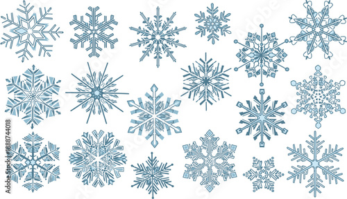 Blue Snowflakes on White Background