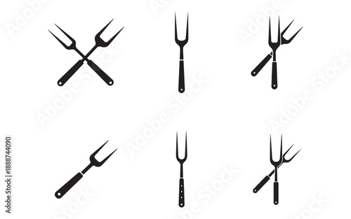 Set of Fork Icons in Various Positions