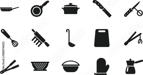 Kitchen Utensils and Tools on White Background