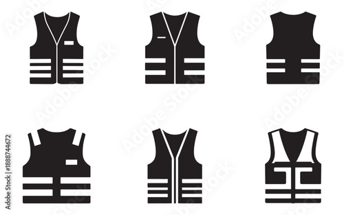 Set of Reflective Safety Vests Icons