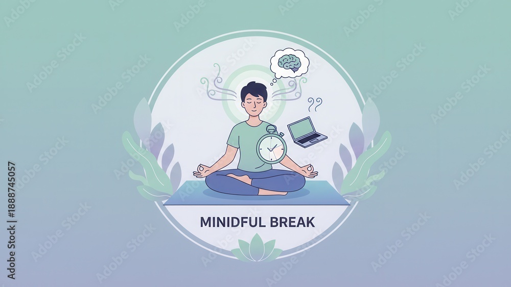 Obraz premium Achieving Inner Peace During a Mindful Break from Digital Demands and Work Stress