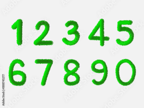 3D green fur numbers