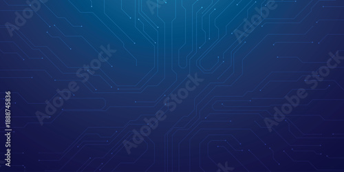Abstract tech background featuring circuit patterns and blue chip design. Digital board texture with electronic lines for futuristic data concepts