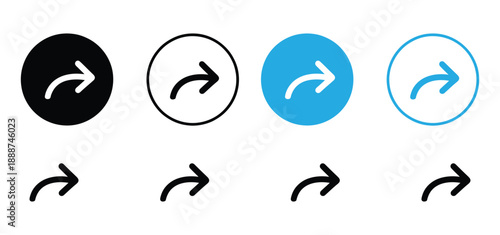 Share Arrow Icon Set - Forward Reply Next Right Button Vector Collection,Share icons set. Social media button. Transparent share pictogram. Linear arrows. Link symbol. 