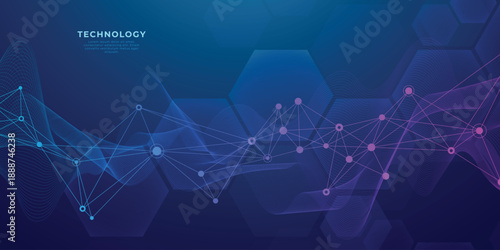 Molecular abstract structure background. Scientific vector illustration with molecule DNA. Medical, science and technology concept