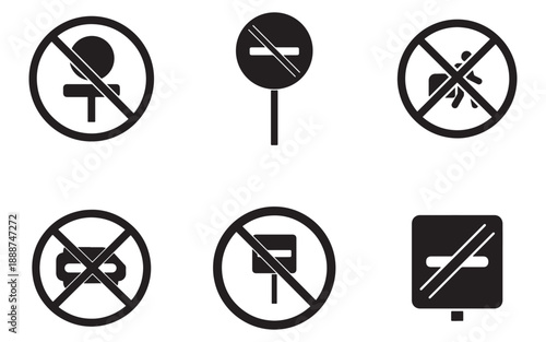 Set of traffic sign icons indicating restrictions