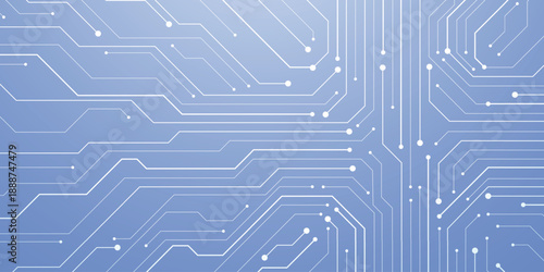 Thin circuit trace lines in white on a dark technology background. Abstract digital tech bg. Electronics and computer technology concept. Chip and circuit board.