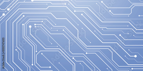 Thin circuit trace lines in white on a dark technology background. Abstract digital tech bg. Electronics and computer technology concept. Chip and circuit board.