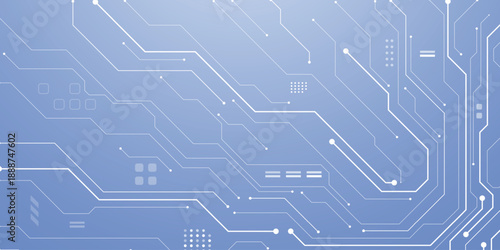 Thin circuit trace lines in white on a dark technology background. Abstract digital tech bg. Electronics and computer technology concept. Chip and circuit board.