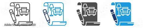 interior design  icon set multiple syle