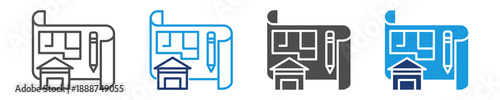 floor plan  icon set multiple syle