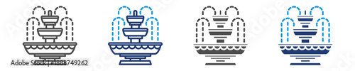 fountain  icon set multiple syle