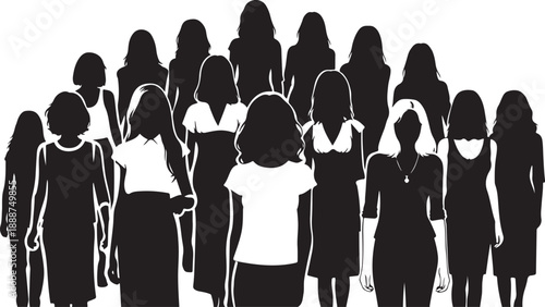 Diverse group of women in silhouette standing together united