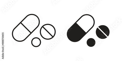 Pills icon vector logo design element. Vector emblem template.